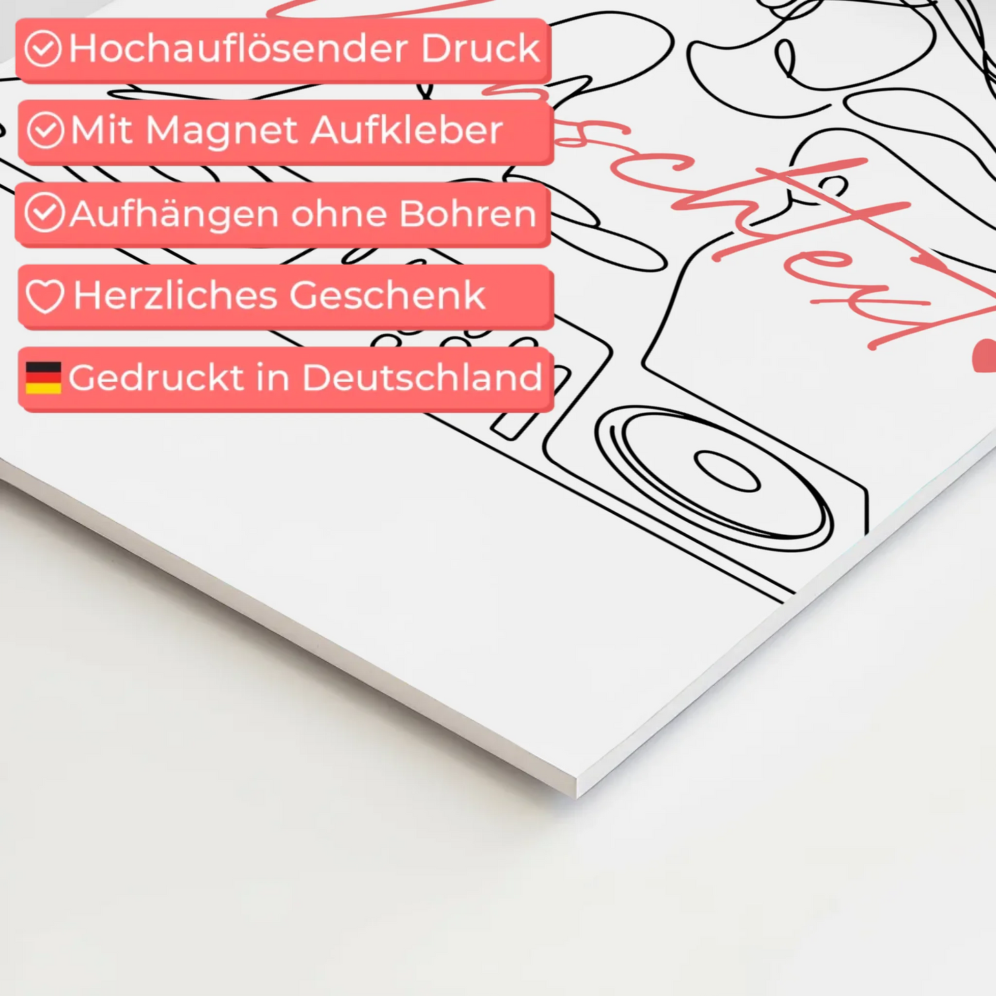 Lineart Fotoboard Magnet Wandbild DJing Geschenk Tochter & Schwester 4