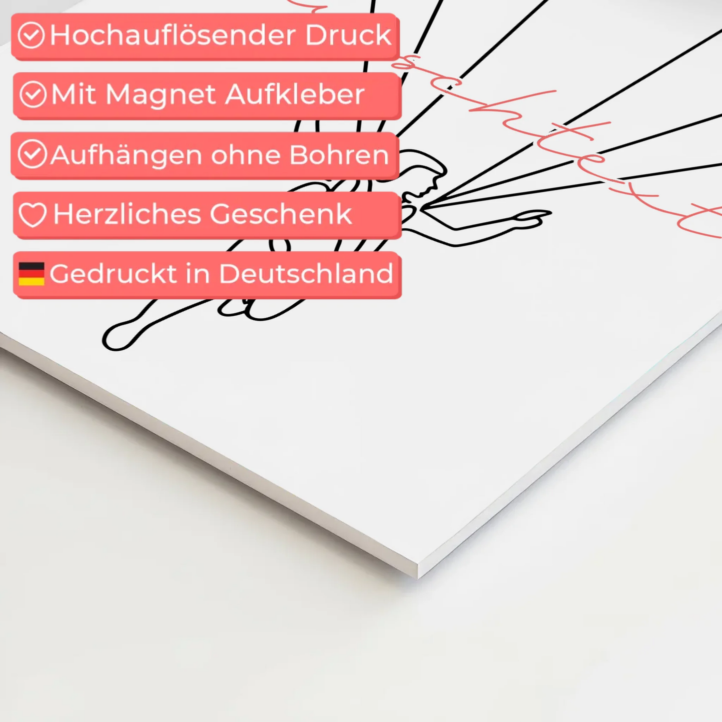 Lineart Fotoboard Magnetisch Personalisiert Fallschirmspringen Geschenk Tochter & Schwester 4