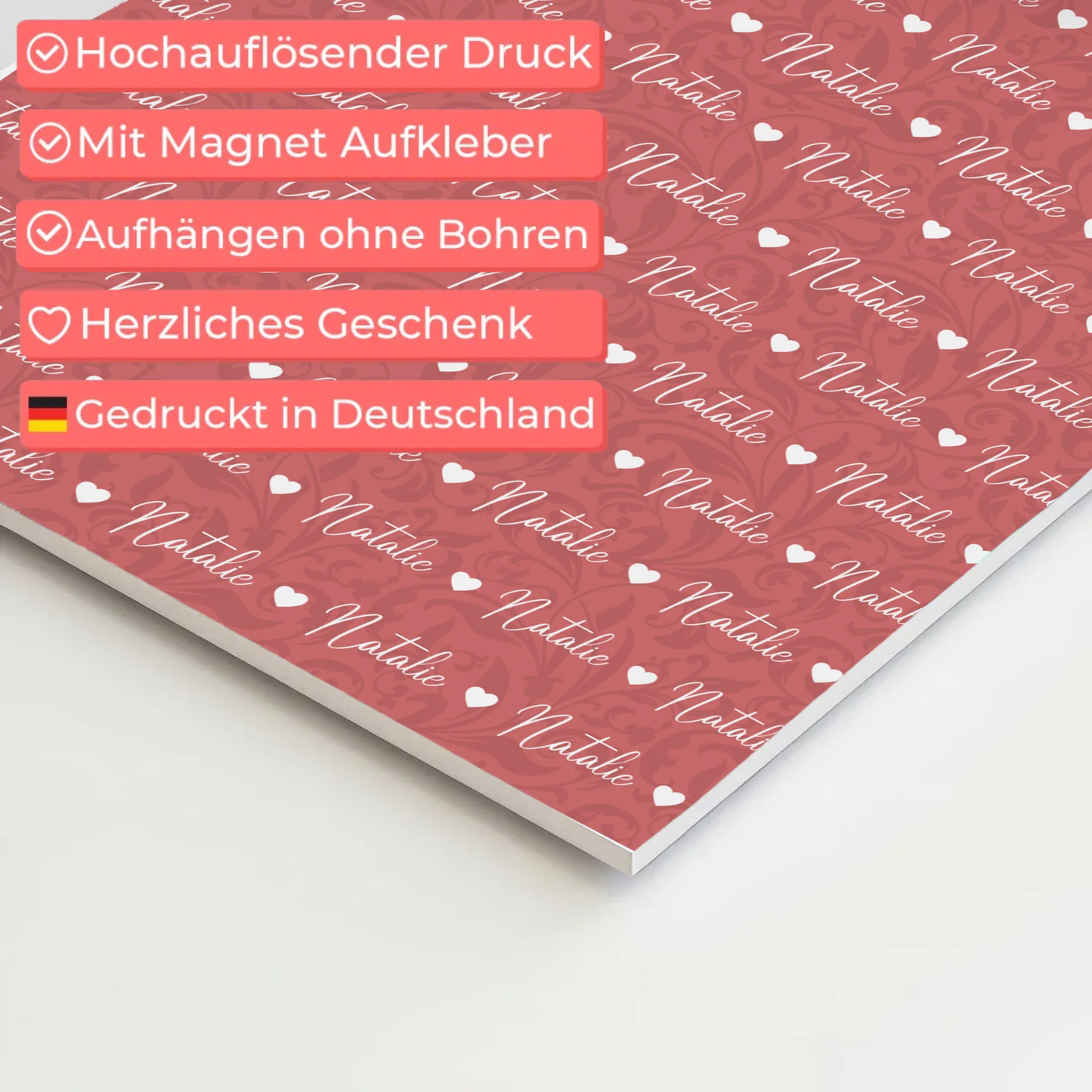 Personalisiertes Fotoboard Magnet Poster Mit Namen Altrosa 4