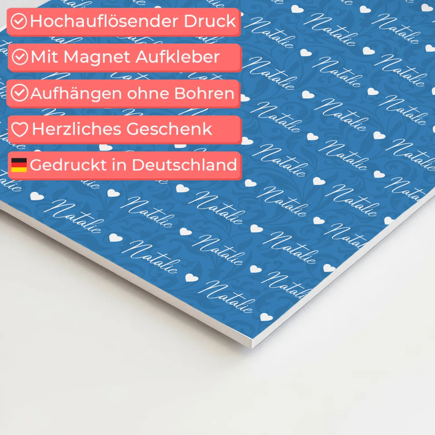 Fotoboard mit Namen Kinder Fotoboard Magnet Wandbild Lichtblau 4