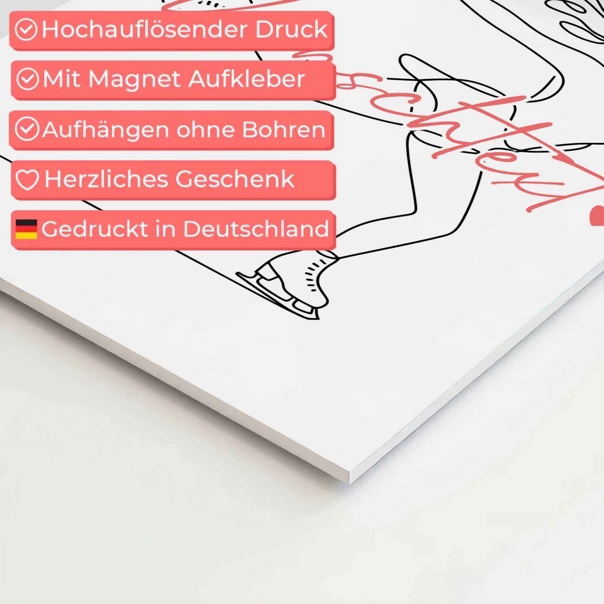 Personalisiertes Fotoboard Magnetisch Lineart Eislaufen Geschenk Tochter & Schwester 4
