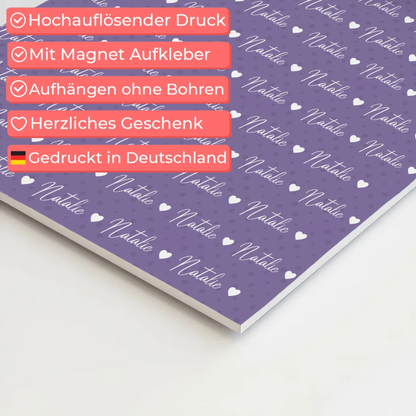 Baby Fotoboard mit Name Fotoboard Magnet Wandbild Perlviolett 10
