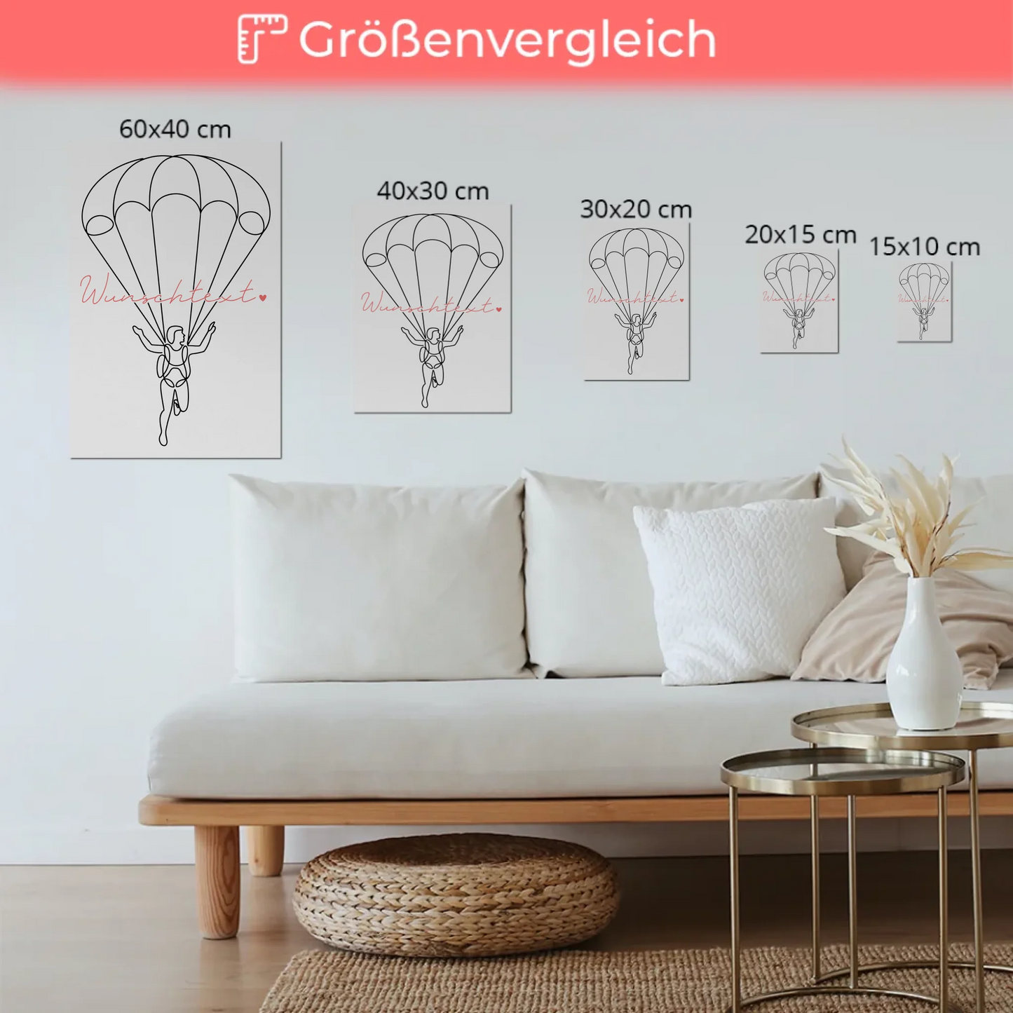 Lineart Fotoboard Magnetisch Personalisiert Fallschirmspringen Geschenk Tochter & Schwester 6