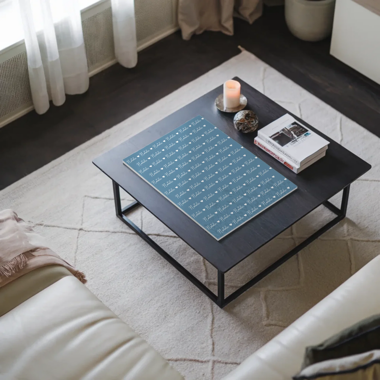 Personalisiertes Kinder Fotoboard Fotoboard mit Namen Magnet Wandbild Pastellblau 9