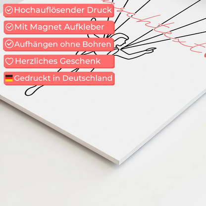 Lineart Fotoboard Magnetisch Personalisiert Fallschirmspringen Geschenk Tochter & Schwester 10