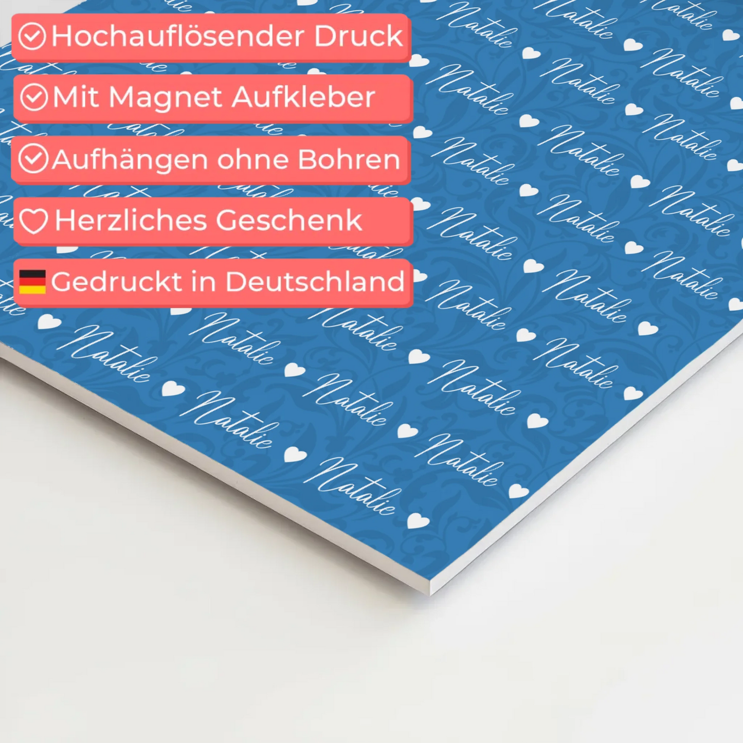 Fotoboard mit Namen Kinder Fotoboard Magnet Wandbild Lichtblau 10