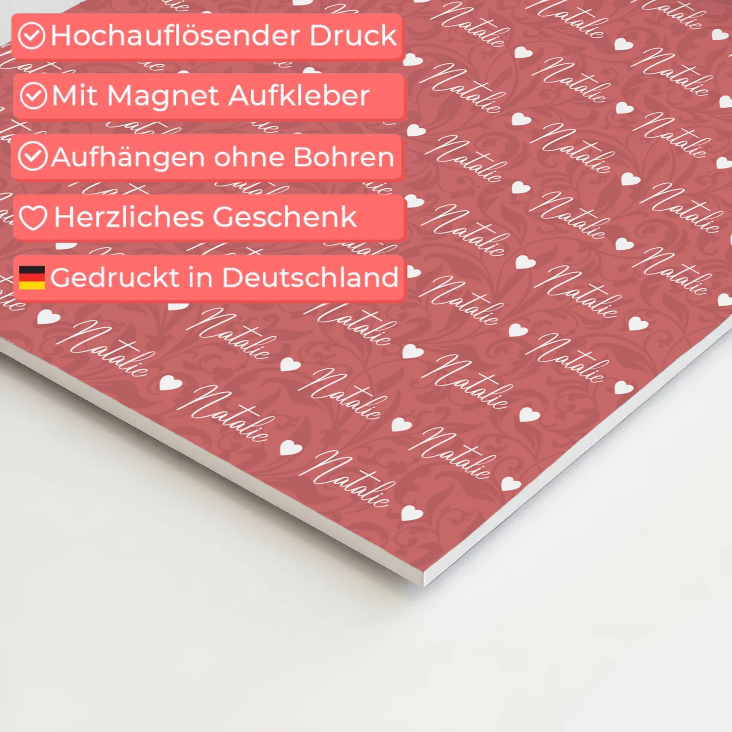 Personalisiertes Fotoboard Magnet Poster Mit Namen Altrosa 10