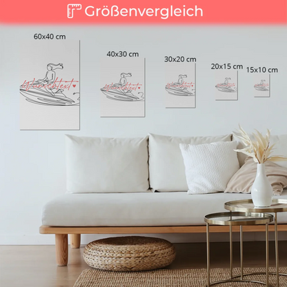 Lineart Fotoboard Magnetisch Personalisiert Jetskifahren Geschenk Tochter & Schwester