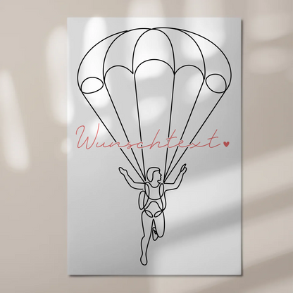 Lineart Fotoboard Magnetisch Personalisiert Fallschirmspringen Geschenk Tochter & Schwester