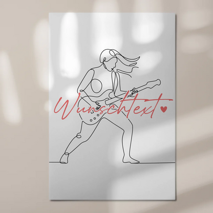 Lineart Fotoboard Magnetisch Personalisiert E-Gitarre Geschenk Tochter & Schwester