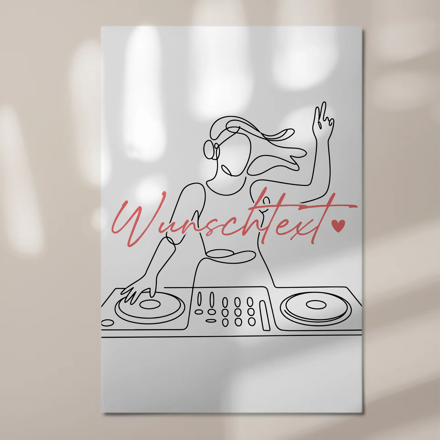 Lineart Fotoboard Magnet Wandbild DJing Geschenk Tochter & Schwester