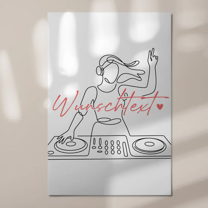 Lineart Fotoboard Magnet Wandbild DJing Geschenk Tochter & Schwester