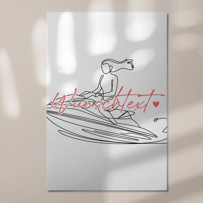 Lineart Fotoboard Magnetisch Personalisiert Jetskifahren Geschenk Tochter & Schwester
