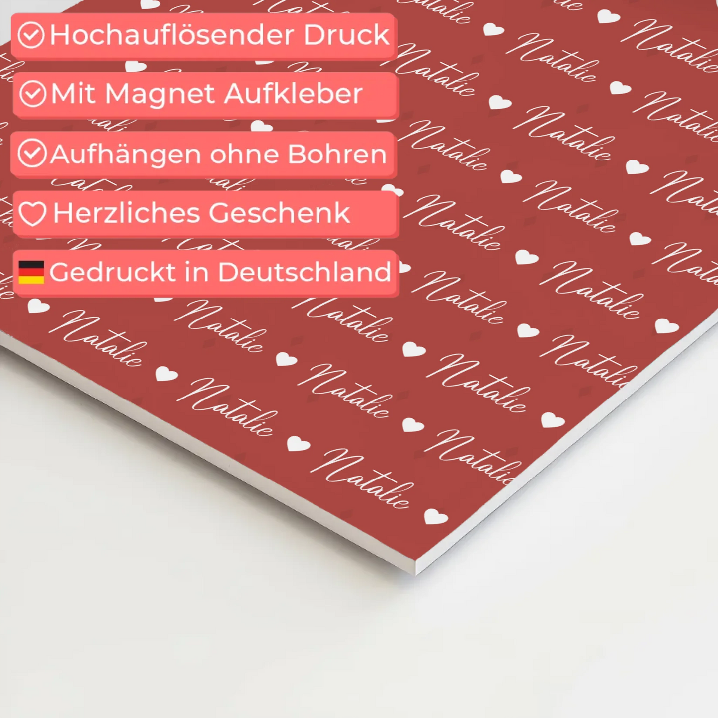 Kinder Fotoboard Mit Namen Magnet Wandbild Perlrosa