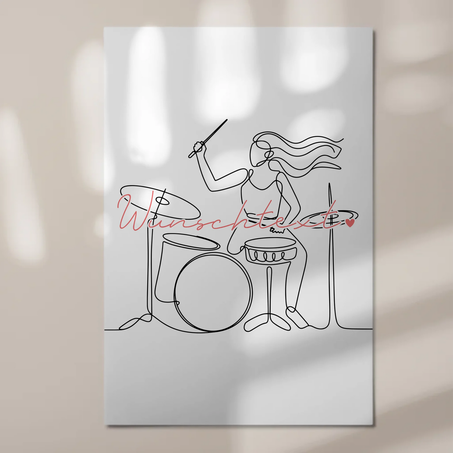 Personalisiertes Fotoboard Magnetisch Lineart Drummer Geschenk Tochter & Schwester