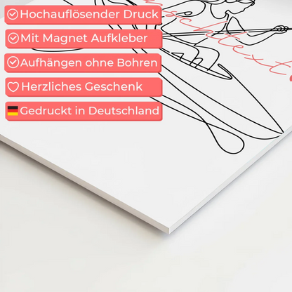 Lineart Fotoboard Magnet Wandbild Kajakfahren Geschenk Tochter & Schwester 10