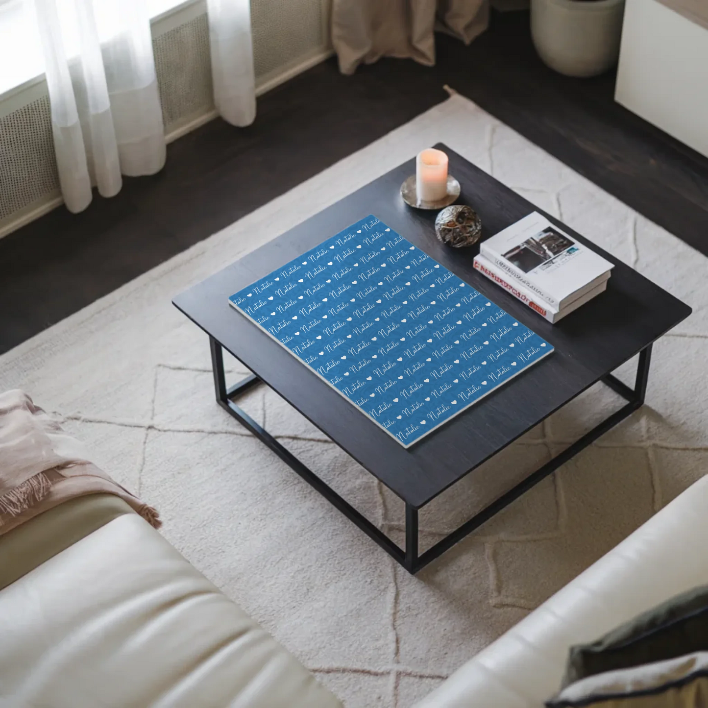 Fotoboard mit Namen Kinder Fotoboard Magnet Wandbild Lichtblau