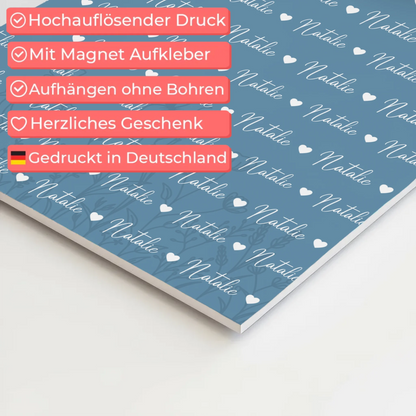 Personalisiertes Kinder Fotoboard Fotoboard mit Namen Magnet Wandbild Pastellblau