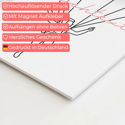 Lineart Fotoboard Magnetisch Personalisiert Fallschirmspringen Geschenk Tochter & Schwester