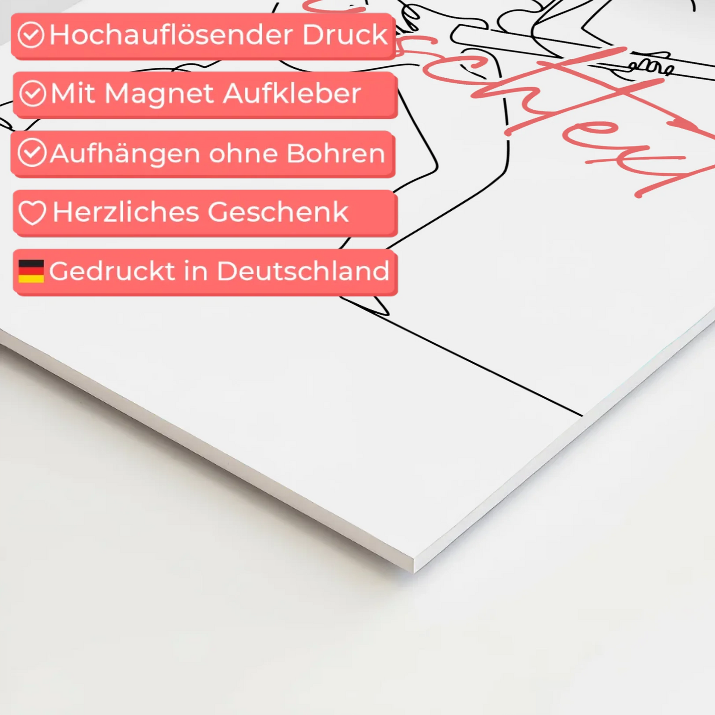 Lineart Fotoboard Magnetisch Personalisiert E-Gitarre Geschenk Tochter & Schwester