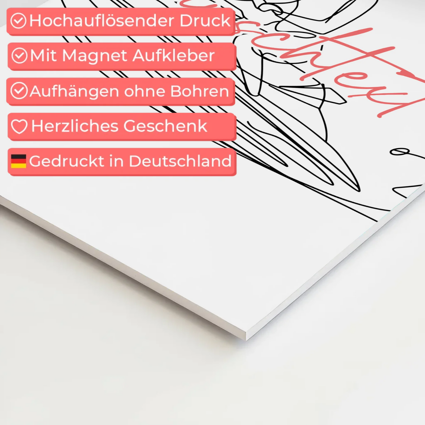 Lineart Fotoboard Magnetisch Personalisiert Jetskifahren Geschenk Tochter & Schwester