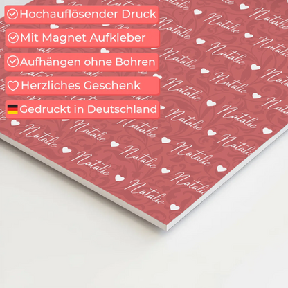 Personalisiertes Fotoboard Magnet Poster Mit Namen Altrosa