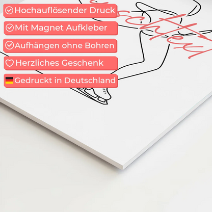 Personalisiertes Fotoboard Magnetisch Lineart Eislaufen Geschenk Tochter & Schwester