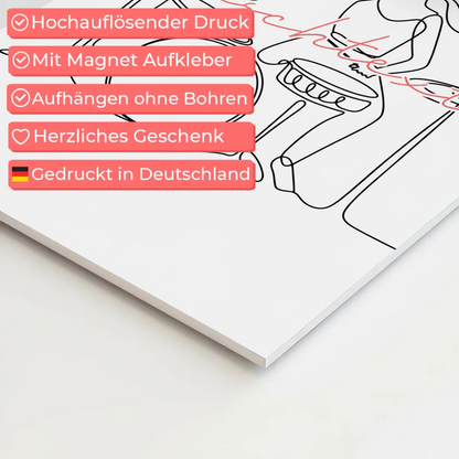 Personalisiertes Fotoboard Magnetisch Lineart Drummer Geschenk Tochter & Schwester