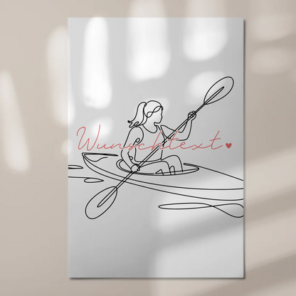 Lineart Fotoboard Magnet Wandbild Kajakfahren Geschenk Tochter & Schwester