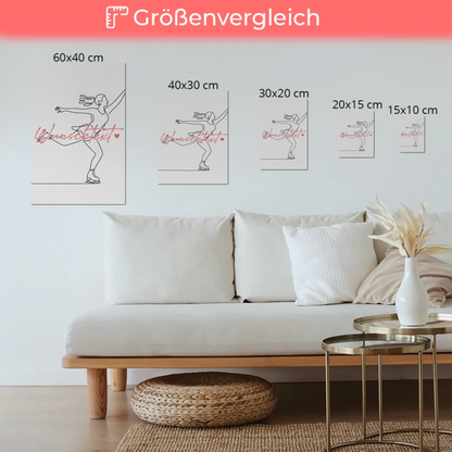 Personalisiertes Fotoboard Magnetisch Lineart Eislaufen Geschenk Tochter & Schwester