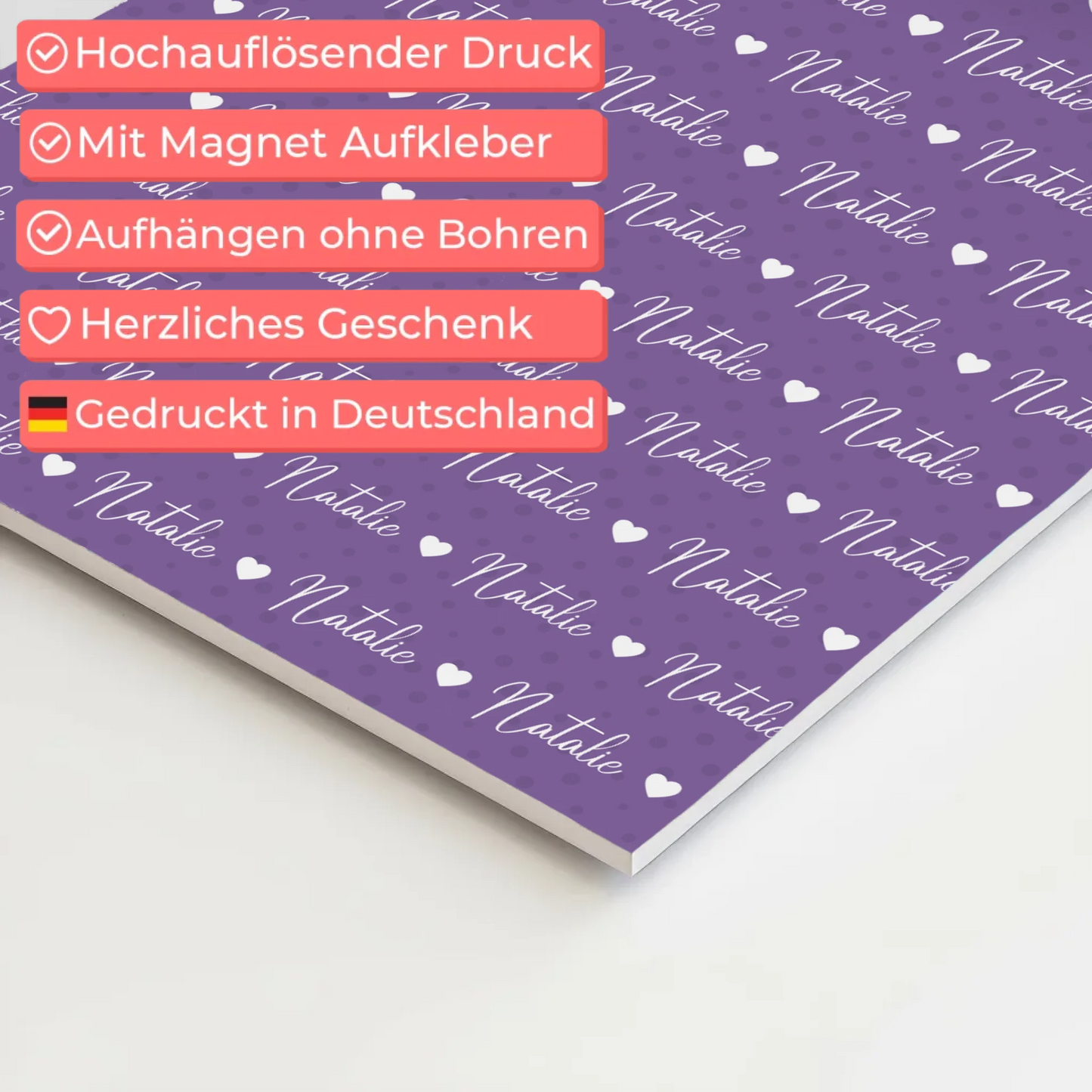 Kinder Fotoboard mit Namen Fotoboard Magnet Wandbild Blaulila