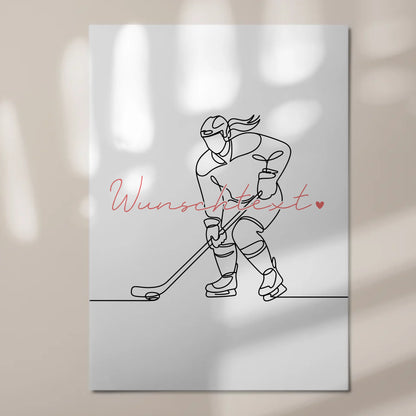 Lineart Fotoboard Magnet Wandbild Eishockey Geschenk Tochter & Schwester