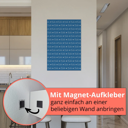 Fotoboard mit Namen Kinder Fotoboard Magnet Wandbild Lichtblau