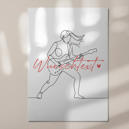 Lineart Fotoboard Magnetisch Personalisiert E-Gitarre Geschenk Tochter & Schwester