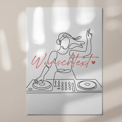 Lineart Fotoboard Magnet Wandbild DJing Geschenk Tochter & Schwester