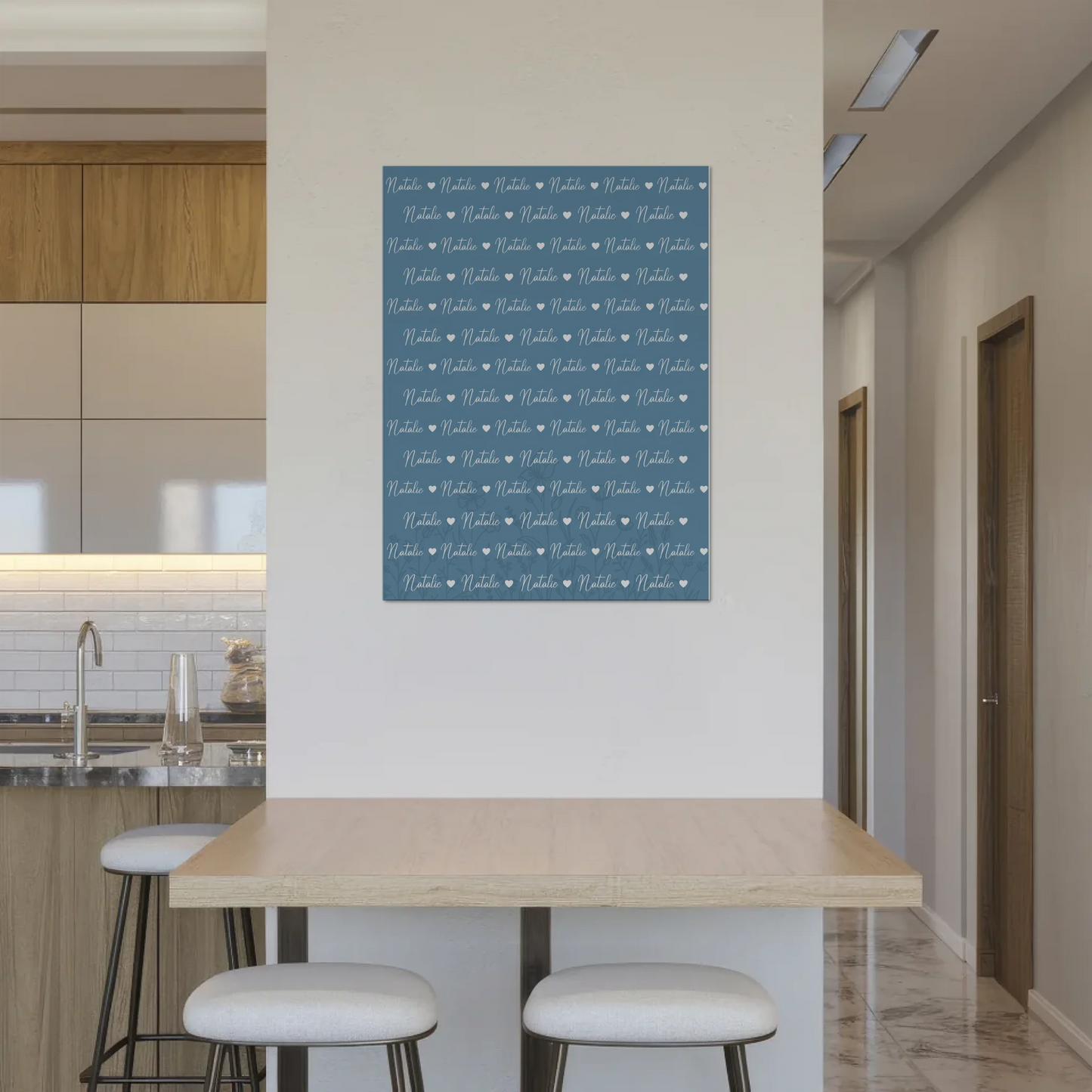 Personalisiertes Kinder Fotoboard Fotoboard mit Namen Magnet Wandbild Pastellblau