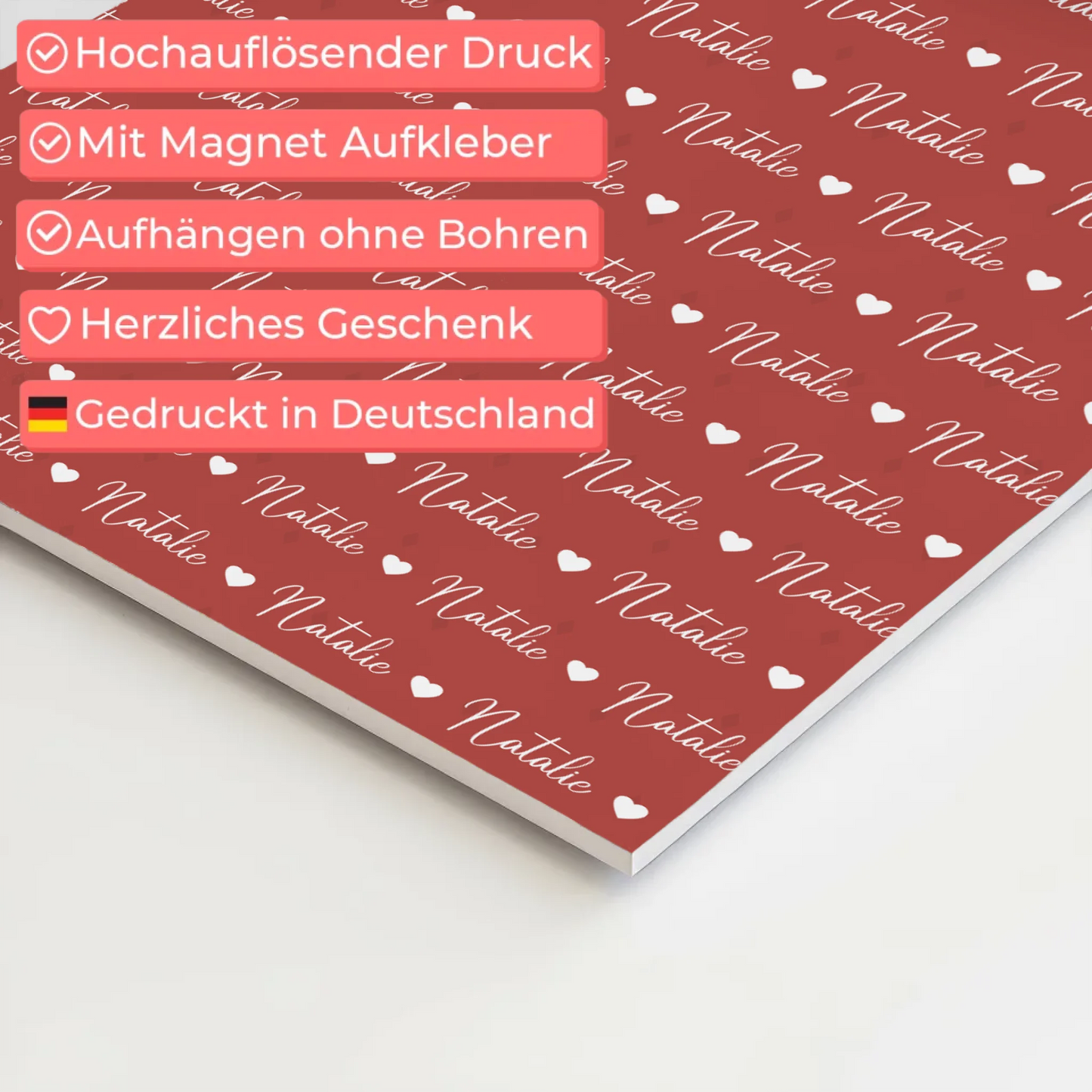 Kinder Fotoboard Mit Namen Magnet Wandbild Perlrosa