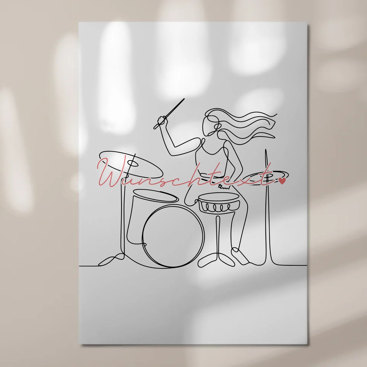 Personalisiertes Fotoboard Magnetisch Lineart Drummer Geschenk Tochter & Schwester