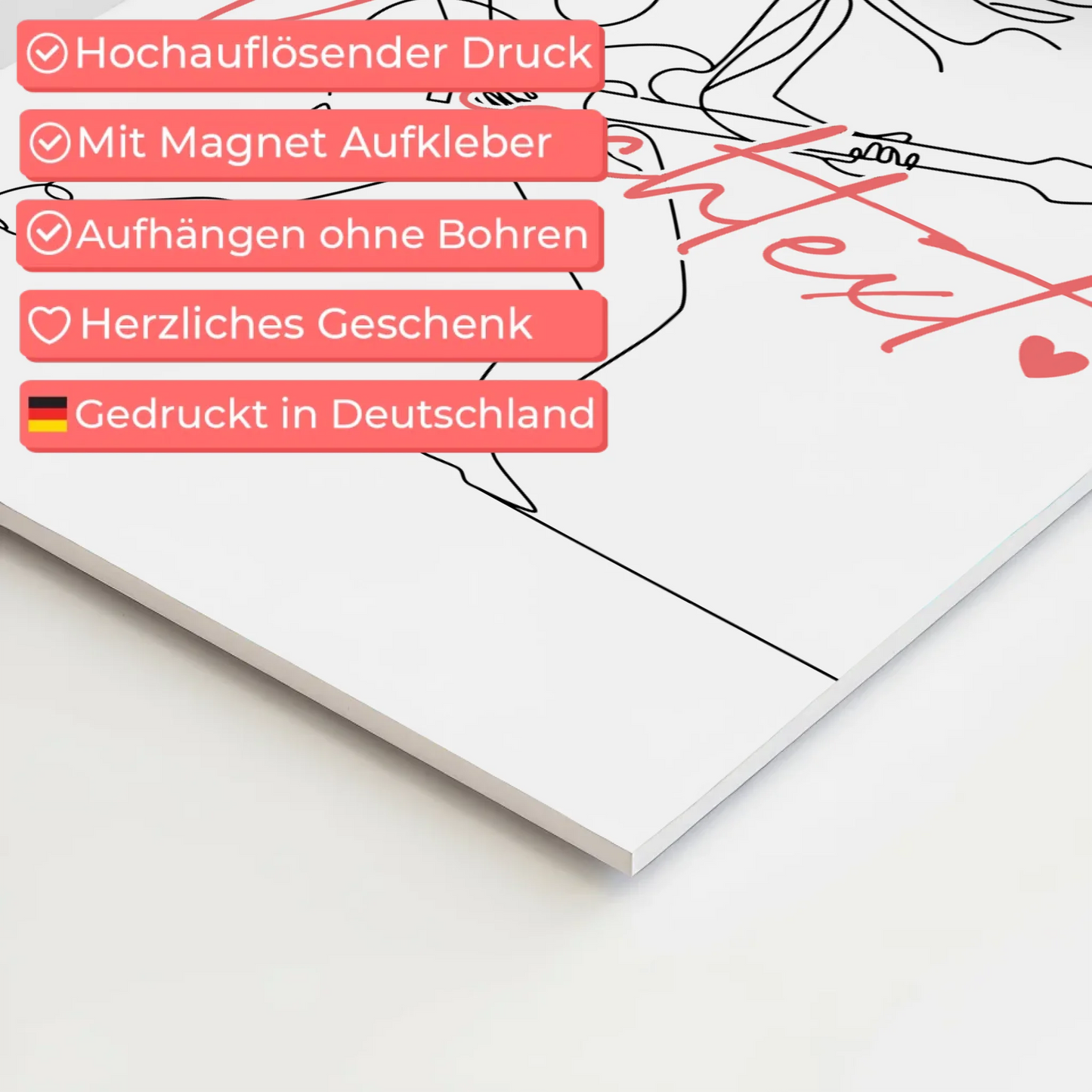 Lineart Fotoboard Magnetisch Personalisiert E-Gitarre Geschenk Tochter & Schwester