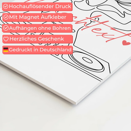 Lineart Fotoboard Magnet Wandbild DJing Geschenk Tochter & Schwester