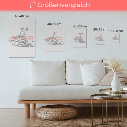 Lineart Fotoboard Magnetisch Personalisiert Jetskifahren Geschenk Tochter & Schwester