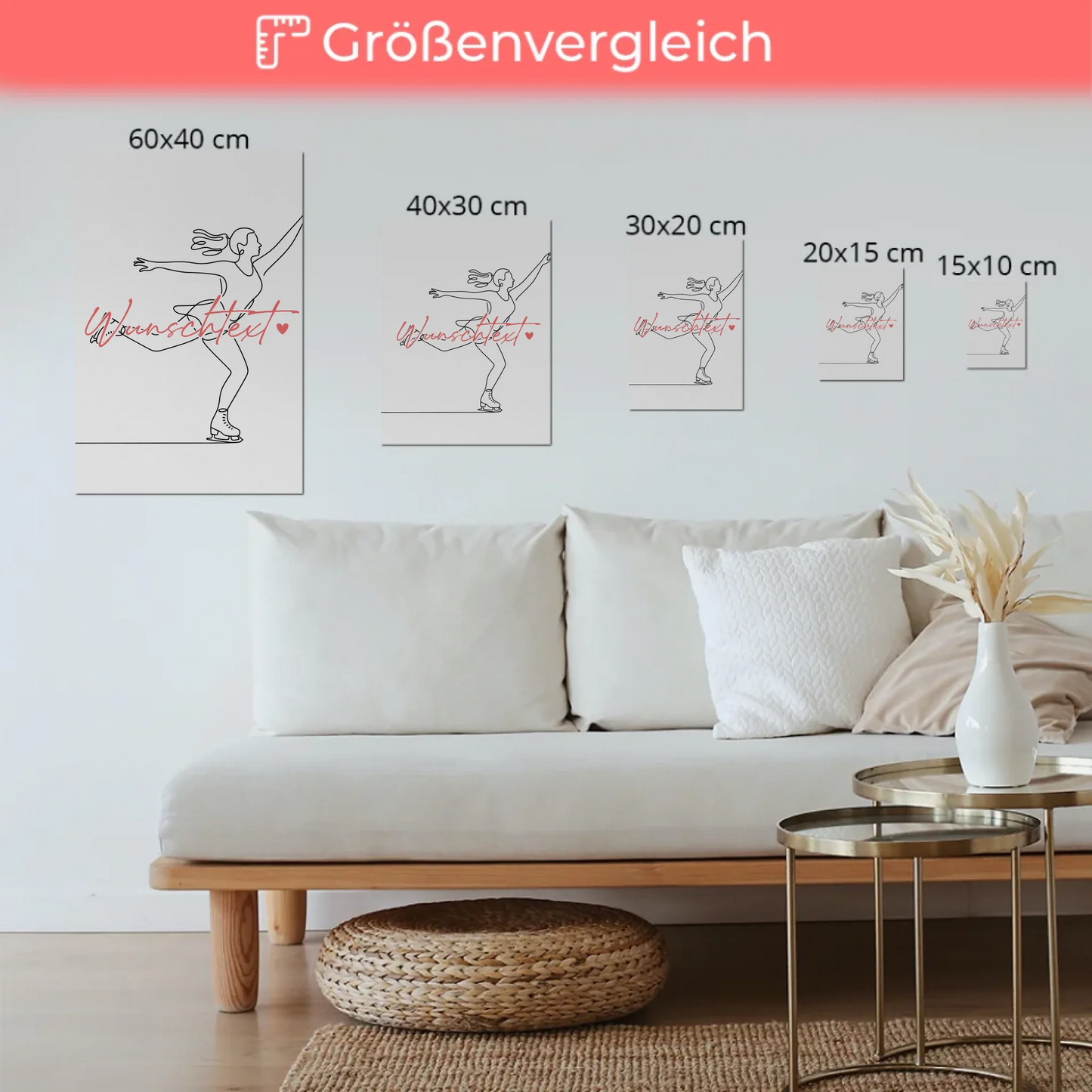 Personalisiertes Fotoboard Magnetisch Lineart Eislaufen Geschenk Tochter & Schwester