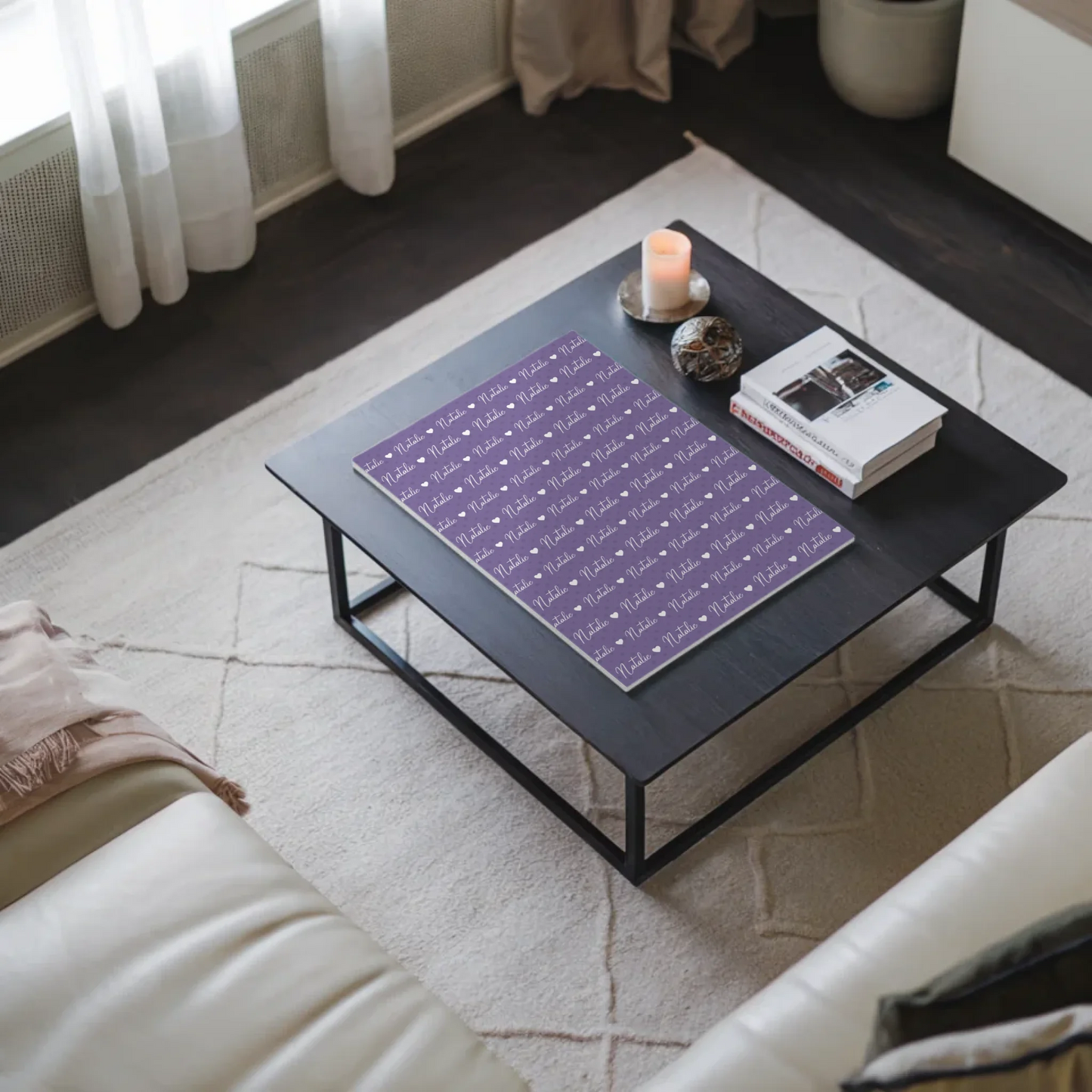 Baby Fotoboard mit Name Fotoboard Magnet Wandbild Perlviolett