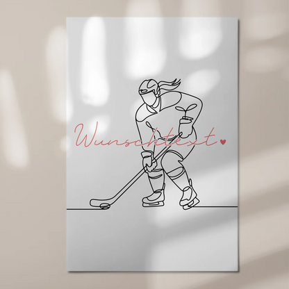Lineart Fotoboard Magnet Wandbild Eishockey Geschenk Tochter & Schwester