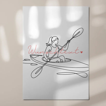 Lineart Fotoboard Magnet Wandbild Kajakfahren Geschenk Tochter & Schwester