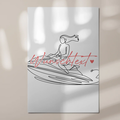 Lineart Fotoboard Magnetisch Personalisiert Jetskifahren Geschenk Tochter & Schwester