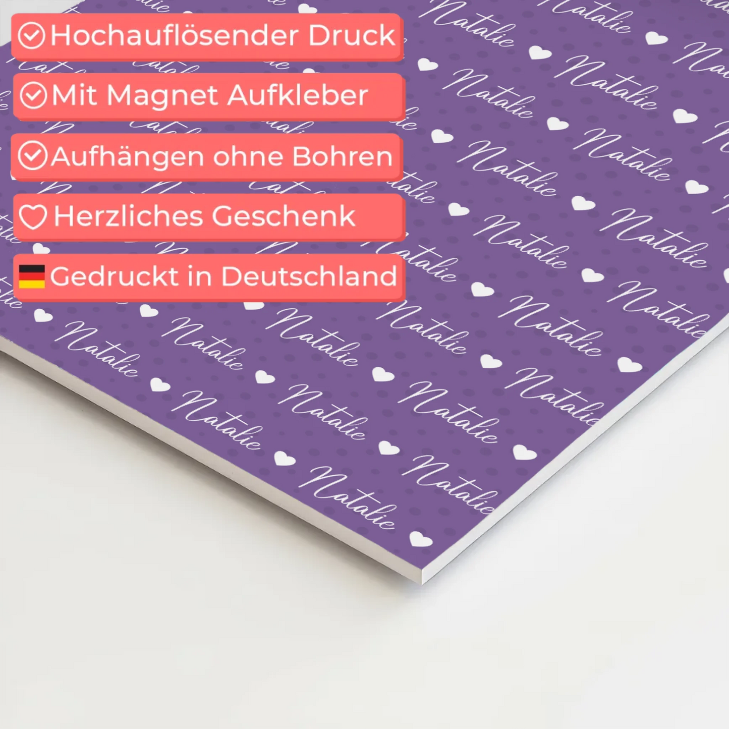 Kinder Fotoboard mit Namen Fotoboard Magnet Wandbild Blaulila