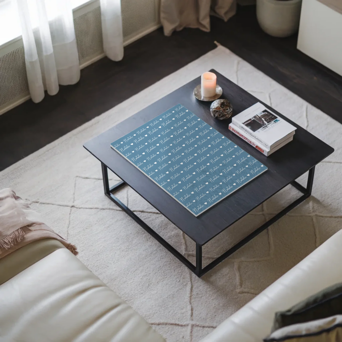 Personalisiertes Kinder Fotoboard Fotoboard mit Namen Magnet Wandbild Pastellblau