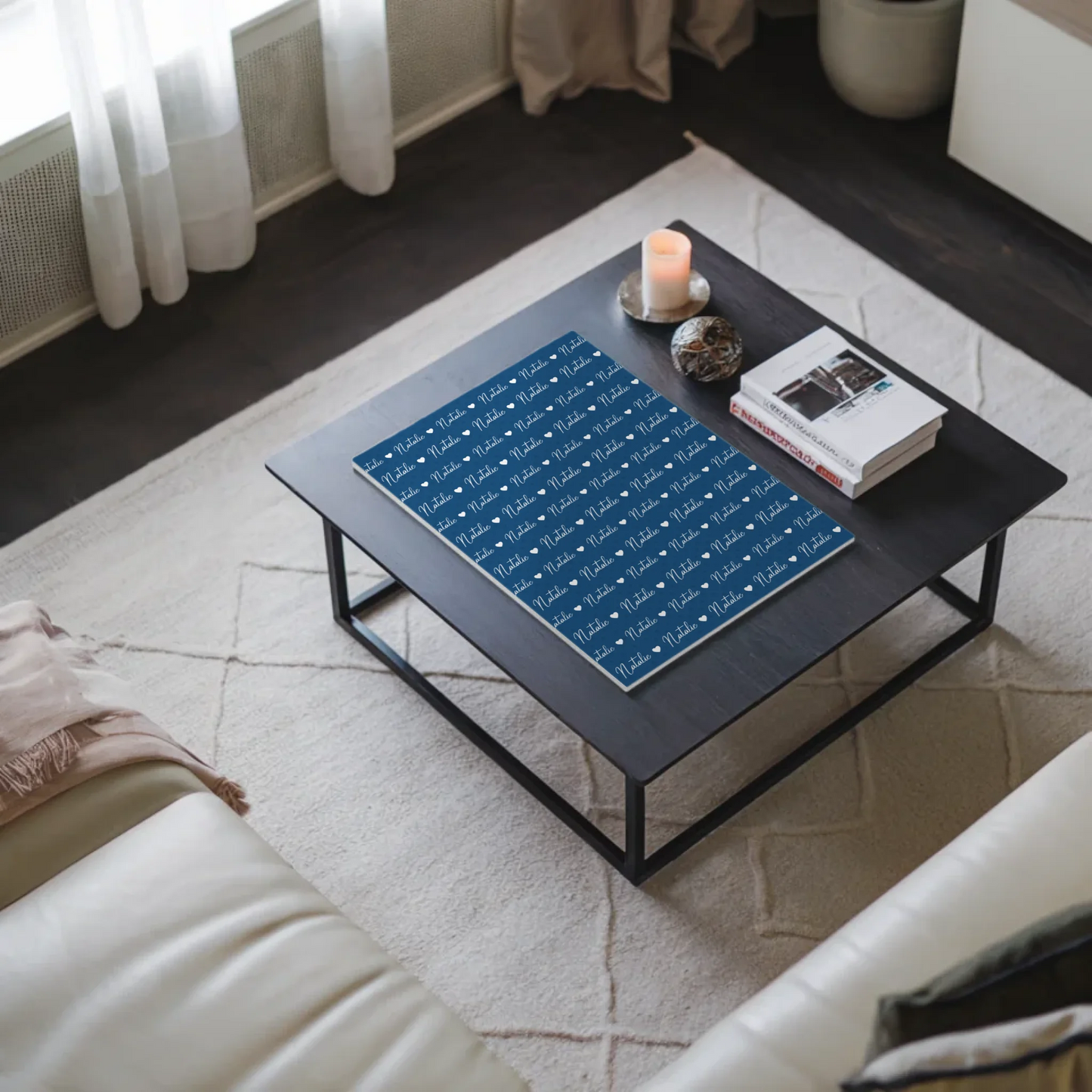 Personalisiertes Fotoboard mit Namen Kinder Fotoboard Magnet Wandbild Capriblau