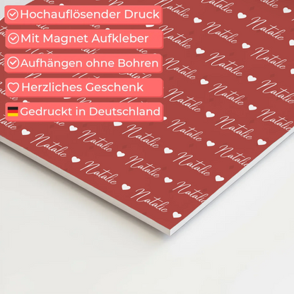 Kinder Fotoboard Mit Namen Magnet Wandbild Perlrosa